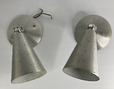 Mid Century Modern Atomic Cone Aluminum Wall / Ceiling Light Sconce Set of 2 picture