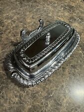 Vintage Irvinware Silver Color Butter Dish With Knife Holder picture