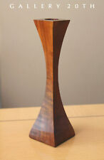 WOW MID CENTURY DANISH MODERN MAHOGANY CANDLE HOLDER VTG HANDCARVED WOOD 1960s picture