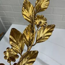 Italian Gold Toleware Metal Candle Wall Sconce Floral Regency Italy Vintage picture