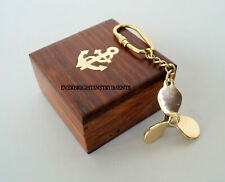 Set Of 20 Solid Brass Propeller Fan Key Chain With Wooden Box Christmas Decor picture