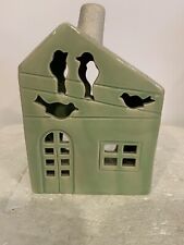 Vntg Birdhouse Style Tea light Candle Holder Porcelain W/Smoke Chimney NICE See picture