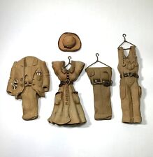 Handcrafted Studio Pottery Clay Sculptures Lot B  Dress Pants Suit Overalls Hat picture