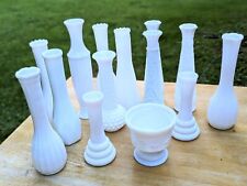 Vintage Milk Glass Vase - Lot of 14 - Assorted White Wedding Bridal Cottage Core picture