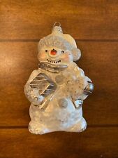 Krebs Lauscha Glass Snowman Hand Decorated Blown Glass Ornament Christmas German picture