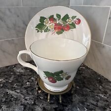 Crown Trent Bone China Strawberry Footed Tea Cup & Saucer England picture