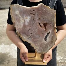 ALL 8.2LB Natural Pink Amethyst Quartz Crystal Geode Mineral Healing +stand picture