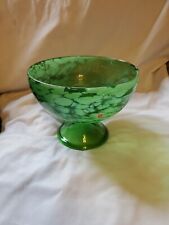 Empoli Italian Art Glass Verde Green Cased Spatter Mid Century Modern Ftd Bowl picture