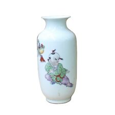 Chinese Distressed Off White Porcelain Children Scenery Vase ws1090 picture