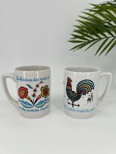 Berggren Swedish 2 Coffee Mugs Scandinavian Rooster Floral Vintage Rooster picture