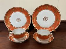 2 Sets Antique c1800 New Hall England Porcelain Teacup & Saucer & Plate Pat.670 picture