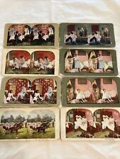 Stereopticon Viewer Cards 8 In Color 1898 - the Ball, Bad Night, Horse Show picture
