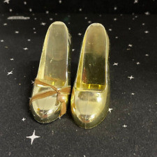 Vintage Gold Tone High Heel Shoes Plastic Decorative Trinket  3