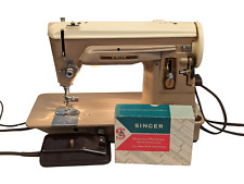 Vintage Singer 404 Slant Needle Sewing Machine w/Pedal & Accessories TESTED WORK picture