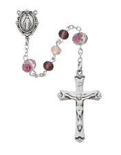 PINK & PURPLE STERLING SILVER ROSARY picture