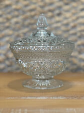 Vintage Anchor Hocking Wexford Lidded Pedestal Clear Glass Candy Dish picture