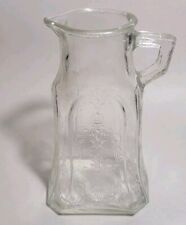 Nice Vintage Clear Glass Pitcher or Creamer w/ Raised Ornate Art Deco Designs  picture