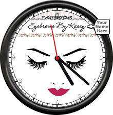 Personalized Your Name Microblading Eyebrows Eye Lashes Tattoo Sign Wall Clock picture