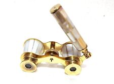 Antique Brass Made Binocular Telescope with Handle Golden and White Color Travel picture