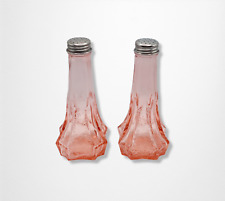 Pink Glass Depression Style Floral Salt & Pepper Shakers - Retro Vintage Kitchen picture