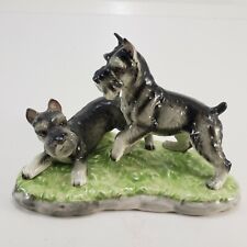 Scottie Scottish Terrier 2 Dogs Playing Figure Vintage 1950s Japan Black Gray 7” picture