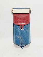 Antique Cast Iron Standard No. 2 Mail Box with Peephole Blue & Red ~ 5.5 x 12.5 picture