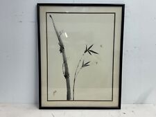 Vintage Asian Japanese Bamboo Trees Watercolor Art Framed Signed Billy picture