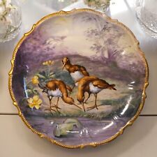 Ca. 1900 French Limoges Latrille Freres Porcelain Sandpiper Motif Charger Plate picture