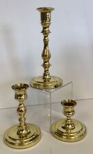 LOT of 3 Beautiful Baldwin Solid Brass Candle Sticks NICE picture