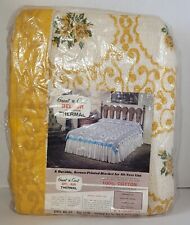 Vintage Grant Crest Bel Air Thermal Blanket 100% Cotton Twin Full Yellow Floral picture