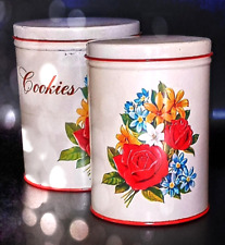 VTG 1940's Metal Canister 2 Piece Set picture