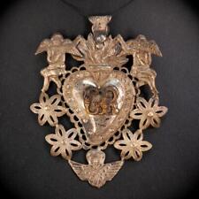Solid Silver Votive Heart w Flame | Italian Ex-voto | 1800s Grace Received 3.7