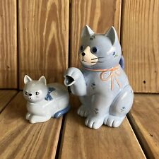 Otagiri Cat Kitty Teapot & Sugar Bowl Vintage Hand Crafted in Japan Floral Bow picture
