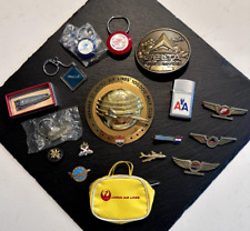 17 ASSORTED VINTAGE AIRLINE ITEMS: UNITED, JAPAN AIR LINES, QANTAS, DELTA, AA, + picture