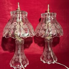 Pair (2) Vintage Wilmar Co. Cut Crystal Lamp Vanity Table Boudoir Lamp (R3) picture