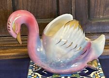 Vintage Porcelain Ceramic Swan Planter Pink Blue Glaze Hand Painted Royal Copley picture