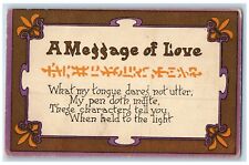 Message Of Love Postcard Hold To Light Japanese Secret Code c1910's Antique picture
