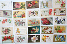 Vintage POSTCARD Lot 50 Flower Greetings Flowers Floral Roses Antique Old Cards picture