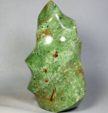 1.74lb Amazing Unique Green Opal Pattern Druzy Flame Orbicular Reiki Statue picture