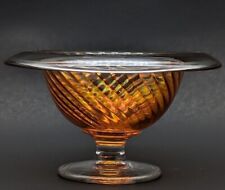 Imperial Glass Twisted Optic Rolled Rim Marigold Iridescent Mayonnaise Bowl picture