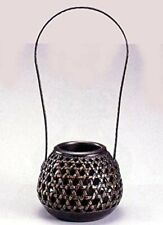 Kaki Japanese Metal Flower pot Round Sukashi Bronze Ikebana Handcraft Japan picture