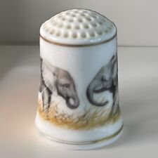 Vtg  1981 WWF World Wildlife Fund Elephants Collectors Thimble (Franklin Mint) picture