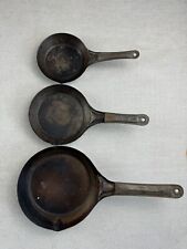 Vintage Cold Handle Acme  Steel Skillet Cowboy Frying Pan Lot of 3 picture