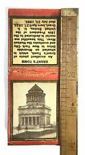 Antique 1930s Image Picture Matchbook Diamond US President Grants Tomb New York  picture