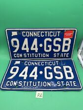 Vintage Pair Of 1980s Blue/White Connecticut License Plates #944-GSB picture