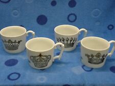 Kings Road Redux by Rosanna 4 Crown Mugs Cups Gold White New in Box picture
