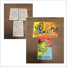 VINTAGE 1956 WALT DISNEY BRER FOX,  BRER POSSUM & TERRAPIN CARTOONING CARDS RARE picture