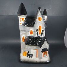 Ceramic Happy Halloween Haunted House Cookie Candy Jar 11.5