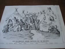 1902 Original POLITICAL CARTOON - PARLIAMENT as Native American INDIANS Warpath picture
