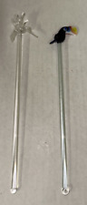 Set Of 2 Glass Cocktail Stirrers Stir Sticks Birds Blue Parrot Made In Mexico picture